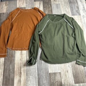 Women’s XL Long Sleeve Tops, Orange And Green